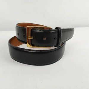 Trafalgar Cortina Black Leather Belt Gold Tone Buckle Size 30